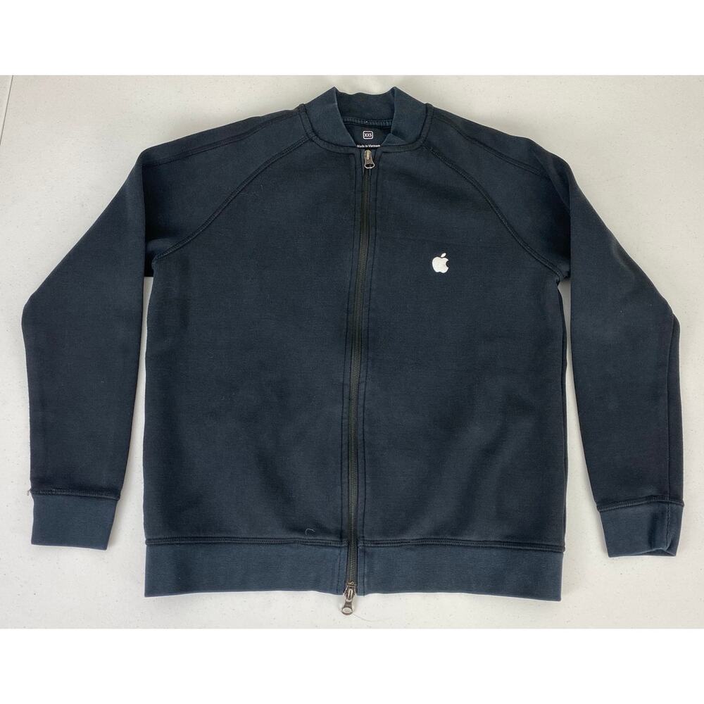 Women Apple Inc. employee uniform fleece full zip-up bomber jacket coat, XXS